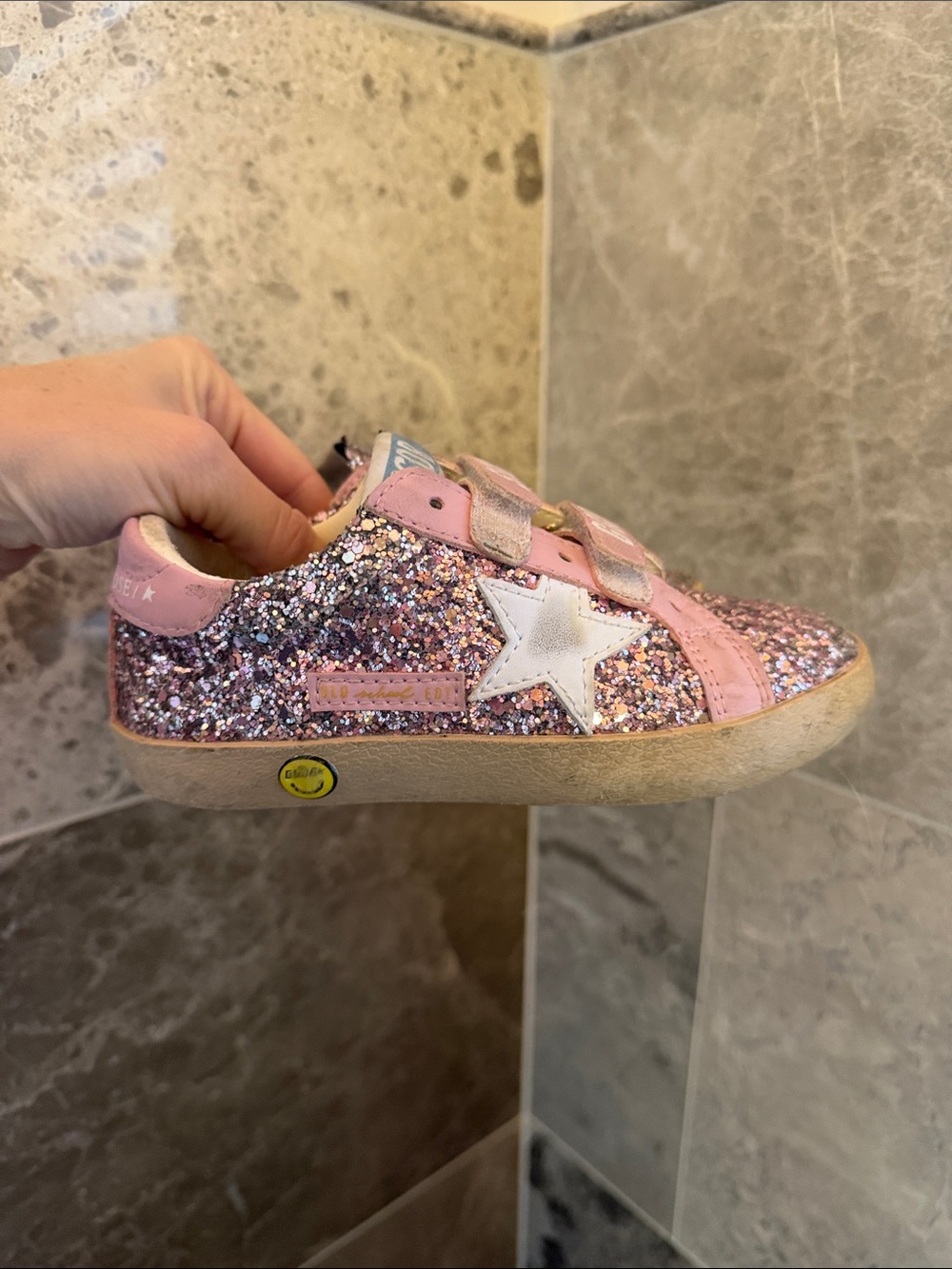 Golden Goose Kids Glitter Pink Star Velcro Sneakers